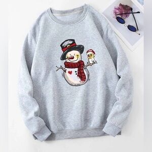 Plus Christmas Print Thermal Lined Sweatshirt